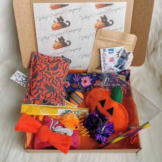 Autumn Theme Cat Toy and Treat Box Halloween Themed Cat Presents Gifts for Cat Lovers New Cat Gifts Crazy Cat Lady Presents Gotcha Day Etsy