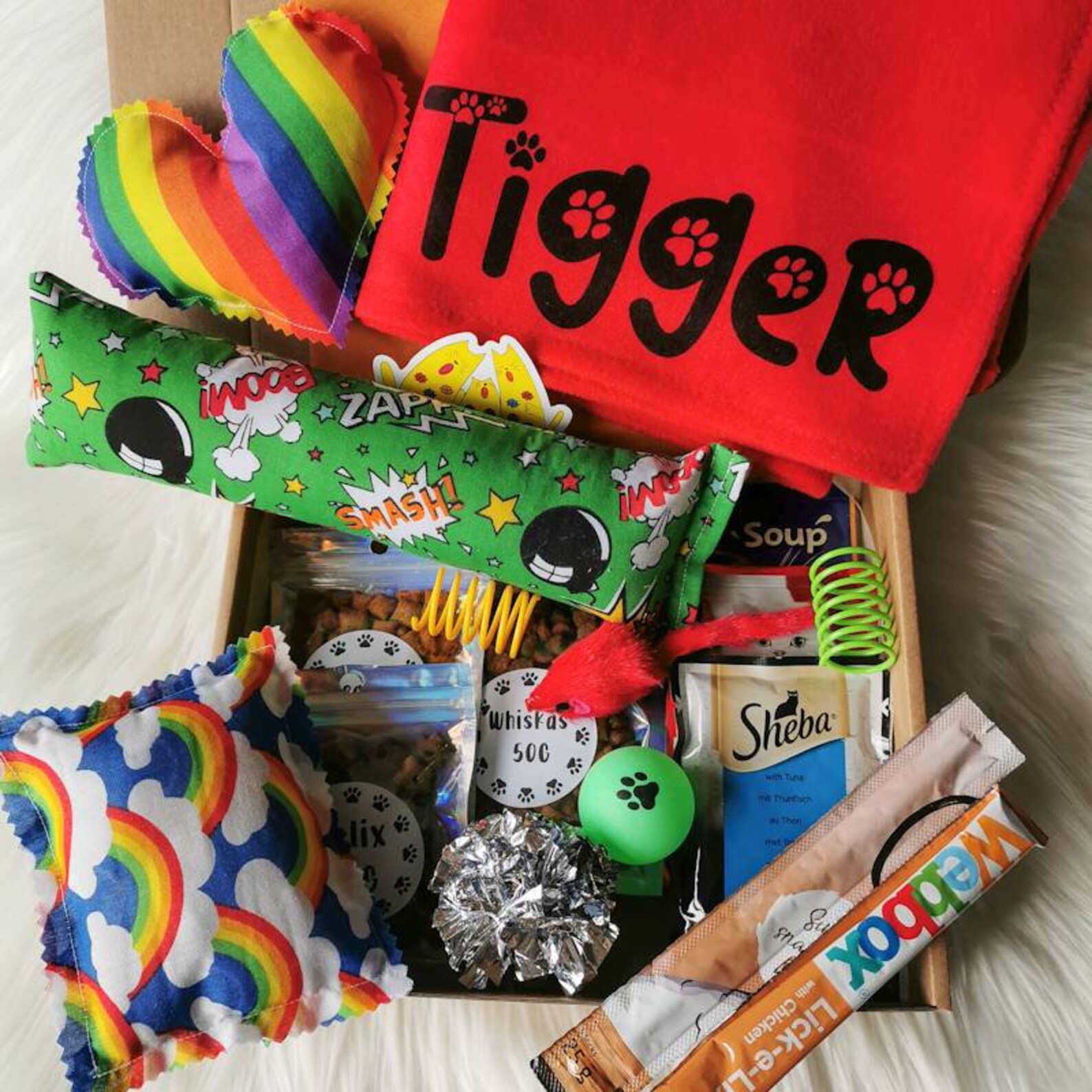 Cat Toy and Treat Gift Box With Personalised Blanket Cat and Etsy UK