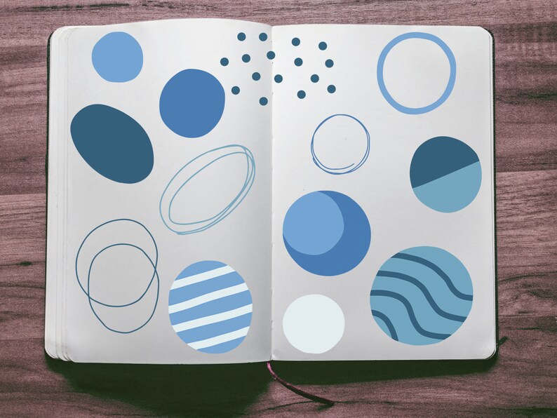 Hand Drawn Blue Circle Elements Clip Art, Abstract Geometric Vector Art ...