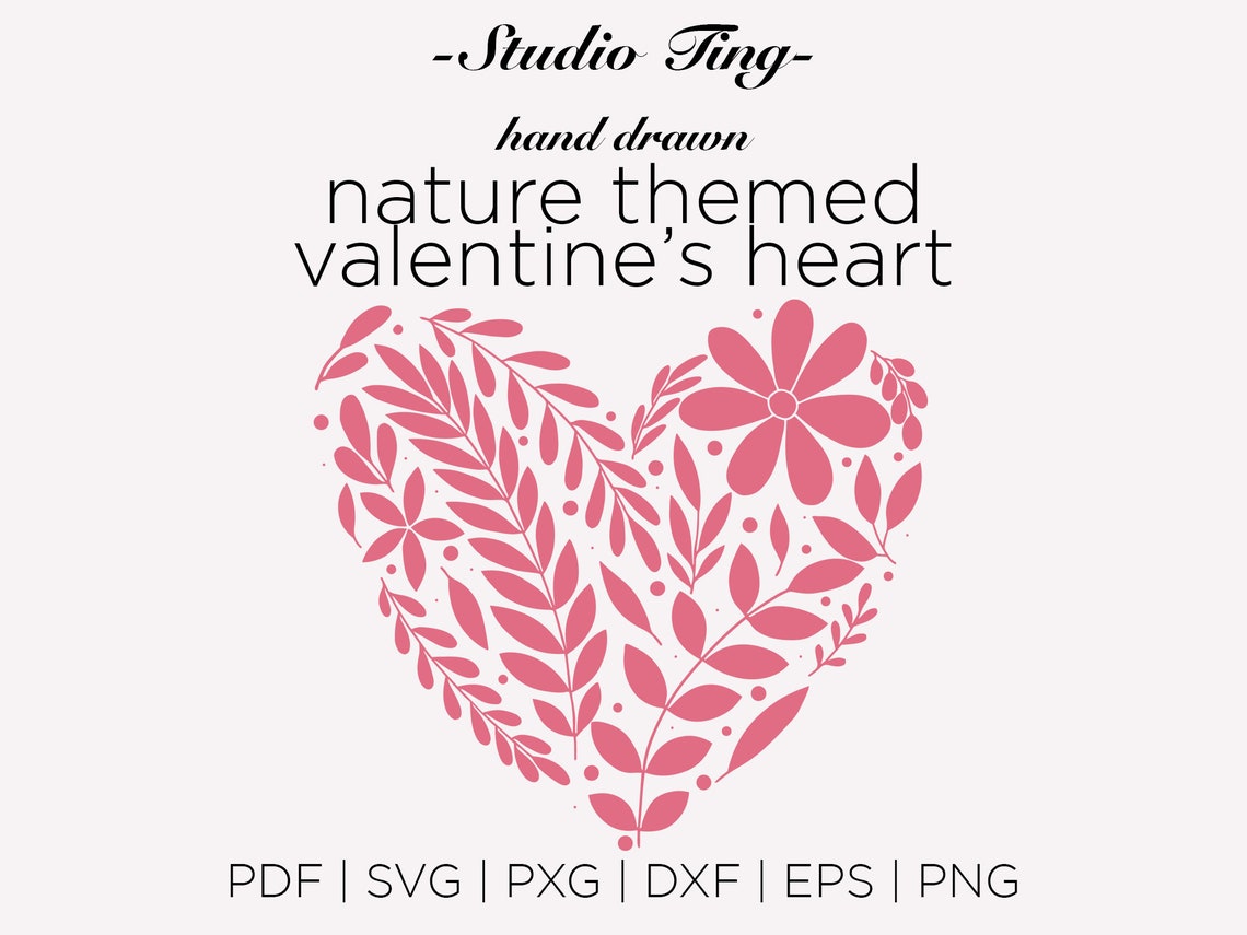 Hand Drawn Nature Themed Valentine's Day Heart Clip Art Etsy