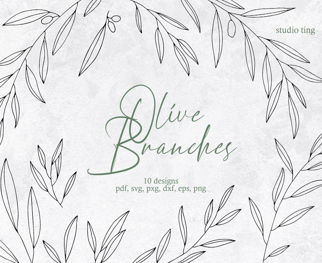 Hand Drawn Olive Branches Clipart, Plant Vector Art, Botanical Svg ...