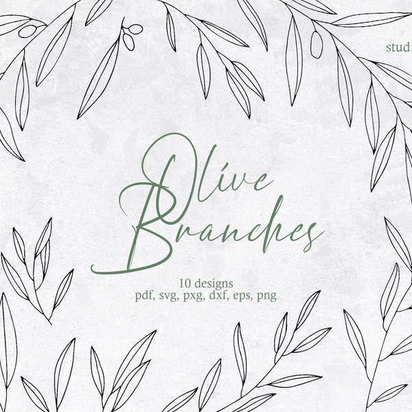 Hand Drawn Olive Branches Clipart, Plant Vector Art, Botanical Svg, Minimalist nature illustration, Eps, Pdf, Fxg, Dxf, Png