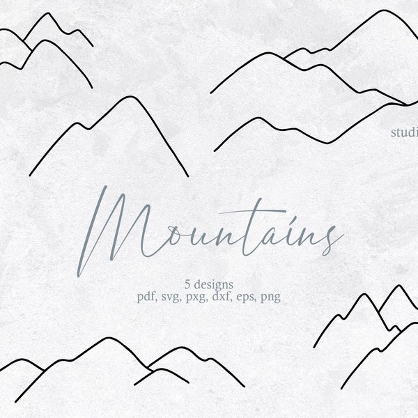 Hand Drawn Mountain SVG, Mountains Svg File, Nature Svg, Travel Svg, Svg For Cricut, Eps, Png, Pxg, Dxf, Pdf