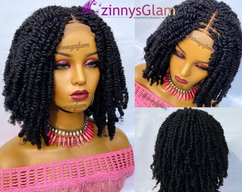 Ready to Ship Spring twist wig Natural Afro kinky twist braided wig for black women bomb twist glueless full lace front wig passion twist