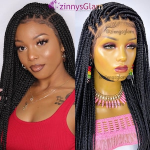 Ready to Ship Glueless Box Braided Wig for Black Women Cornrow Wig Passion  Twist Faux Loc Dreadlock Full Lace Front Wig Handmade Closure Wig -   Canada