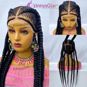 Jumbo Braid Knotless box braids Knotless braid wig for black women full  lace cornrow wig braided wig for black Women