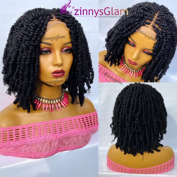 Ready to Ship Spring twist wig Natural Afro kinky twist braided wig for black women bomb twist glueless full lace front wig passion twist