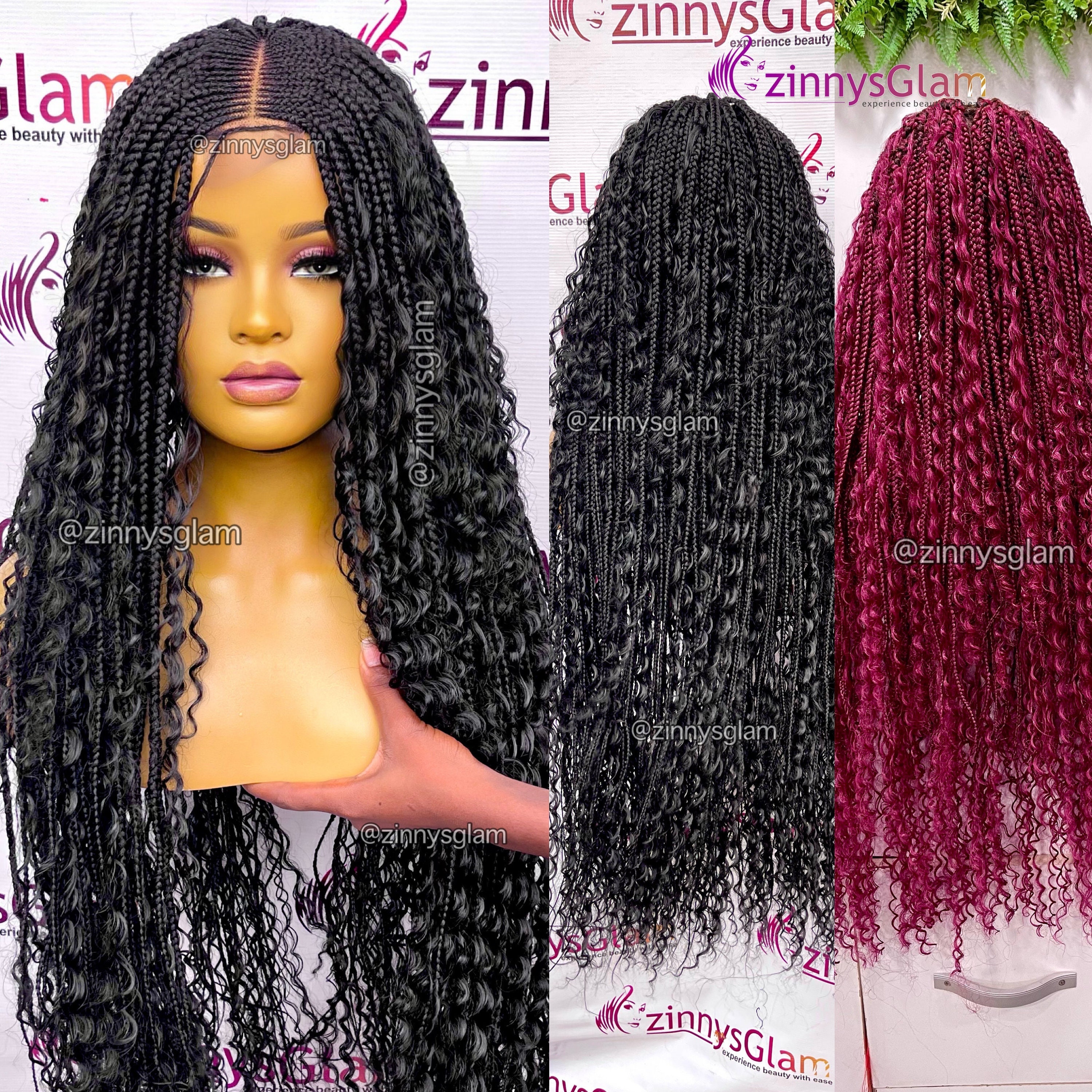 Ready to Ship Bohemian Box Braided Wig for Black Women Full Lace Front Wig  Boho Braid Goddess Faux Loc Dreads Passion Twist Wig Curly Hair 