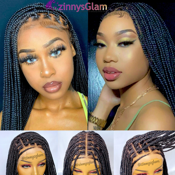 Ready to Ship Knotless Braided Wig for Black Women Glueless Full