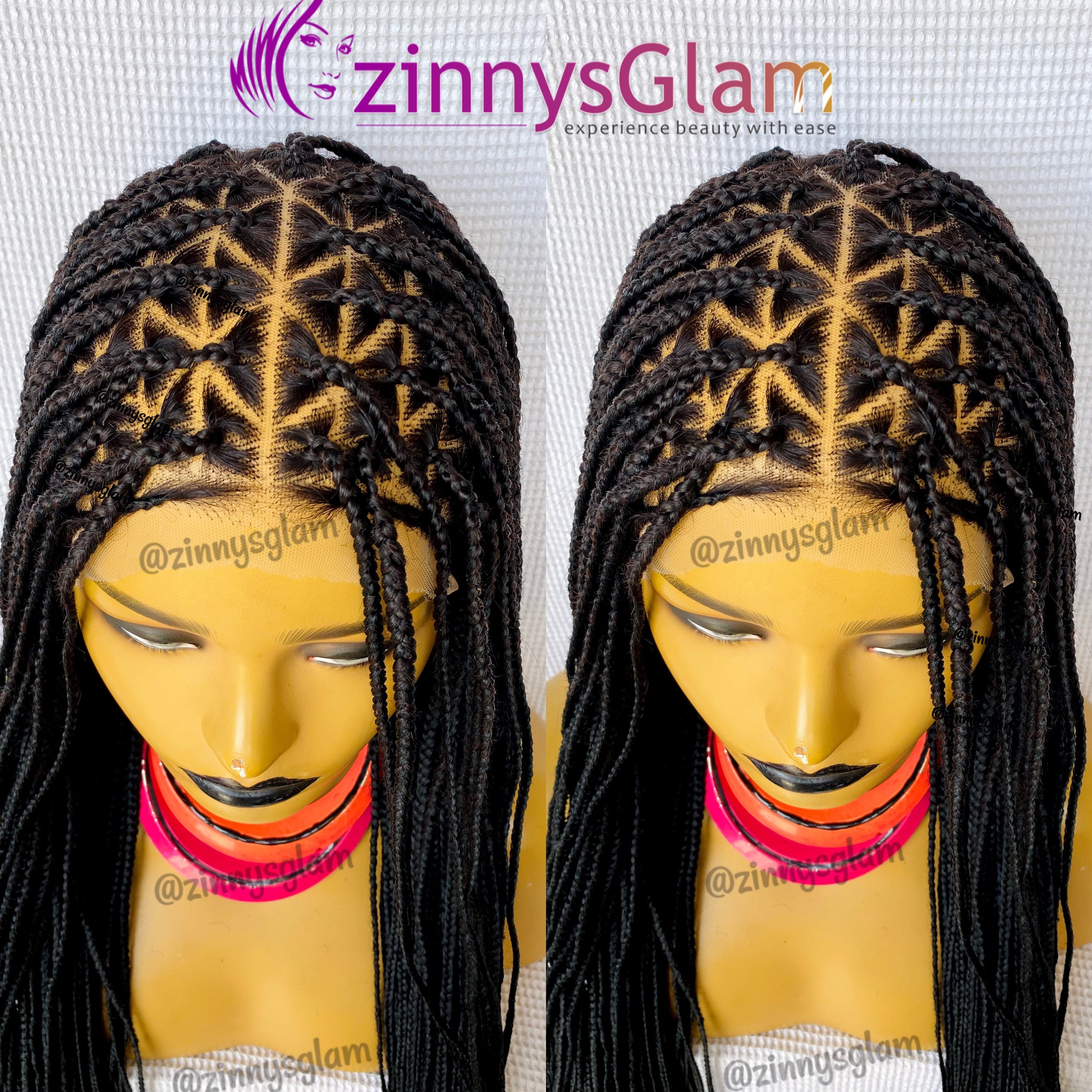 READY TO SHIP Triangle Knotless Box Braided Wig for Black | Etsy