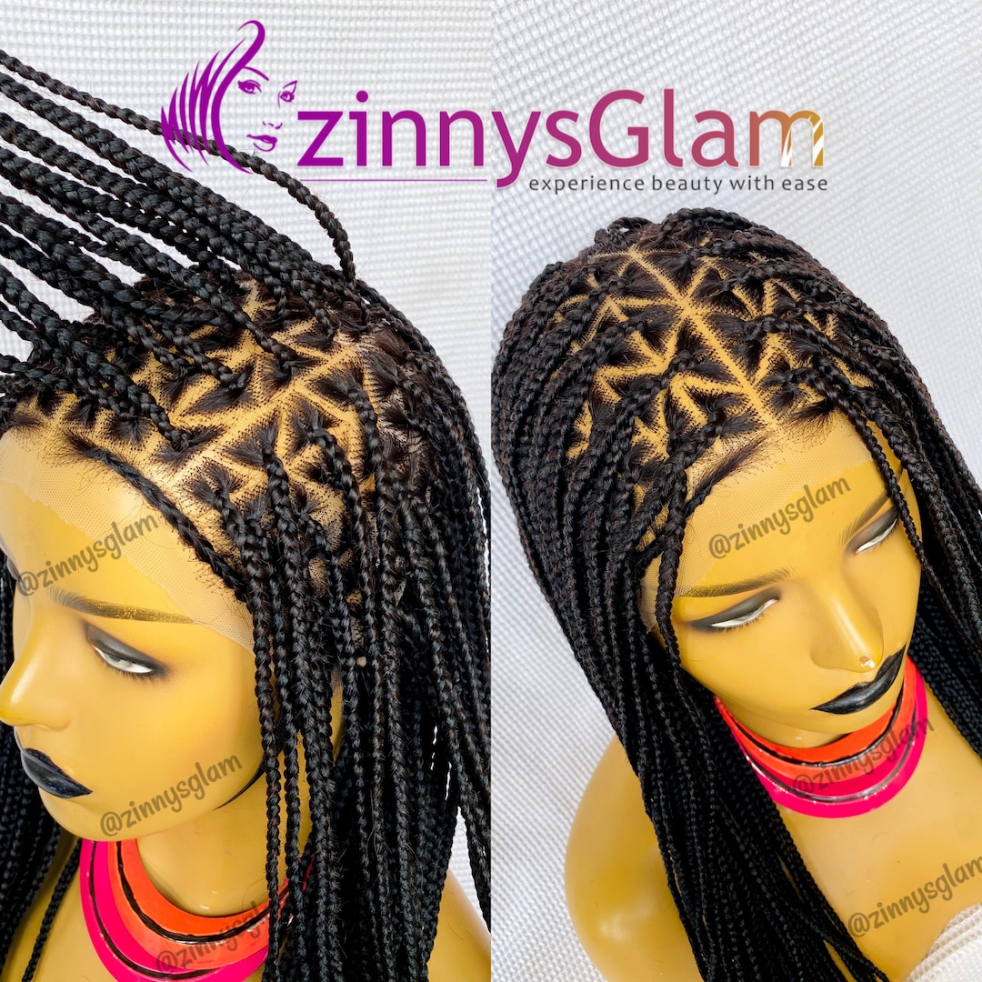 READY TO SHIP Triangle Knotless Box Braided Wig for Black Women Medium ...