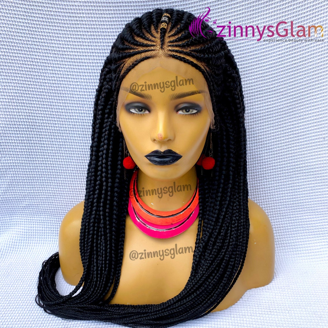 Lace Front Braid Wig Cornrow Wigs Fulani Braided Wig for Black Etsy