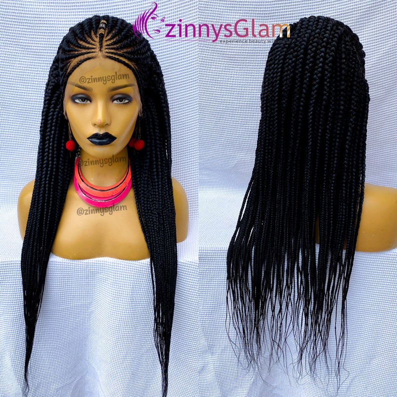 Lace front Braid wig cornrow wigs Fulani Braided wig for black Etsy