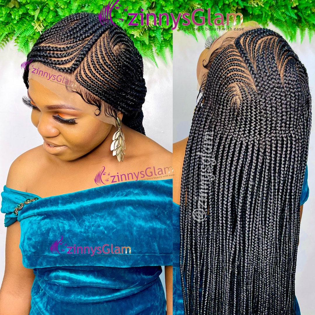 Fulani Cornrow braided wig for black women handmade closure Etsy 日本