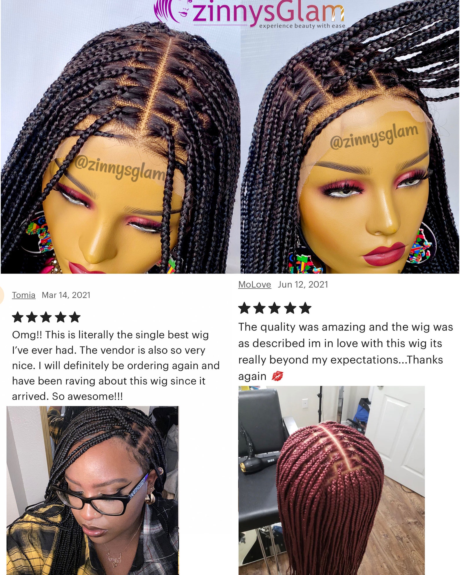 Ready to Ship Knotless Braided Wig for Black Women Glueless - Etsy