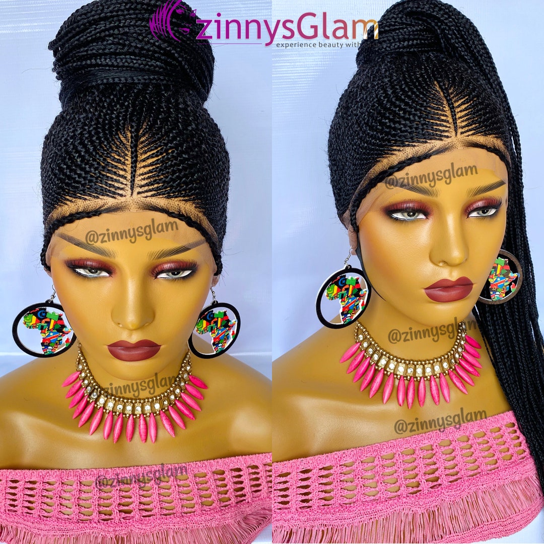 Updo Braided Wig for Black Women Fulani Cornrow Wig Ghana Weaving