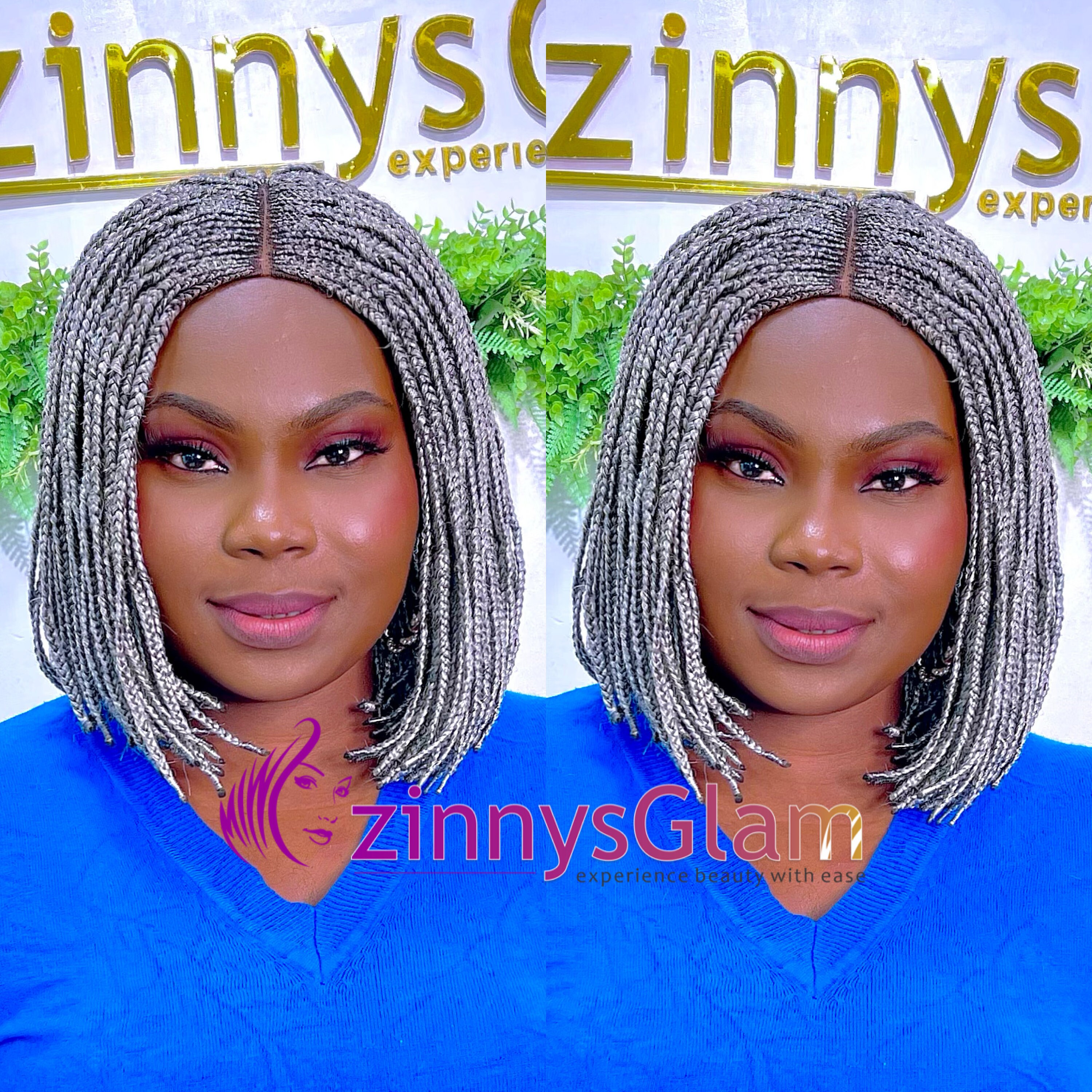 Bob Braid Wig for Black Women Mixed Grey Short Box Braided - Etsy