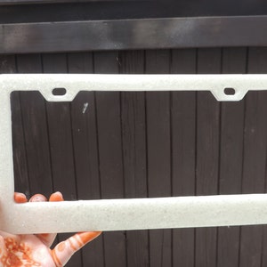 Epoxy Resin License Plate Frame|Custom License Plate Frame|White Resin Glitter Plate Frame|Car white Plate|Personalized Custom License Frame