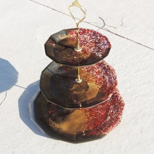 Coaster set 3 tiers/Ring Dish/Resin Coaster/Rose Quartz /Handmade Agate/Gold Coasters/Golden Black/Resin Art/Resin Coasters/Gift for her