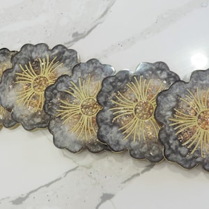 Coaster set/Ring Dish/Resin Coaster/Rose Quartz /Handmade Agate/Gold Coasters/Golden Black/Resin Art/Resin Coasters/Gift for her/weddin gift