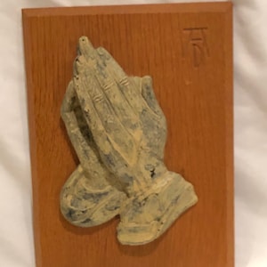 Vintage German Praying Hands, Wall Plaque, Wooden Religious Wall Hanging, Vintage