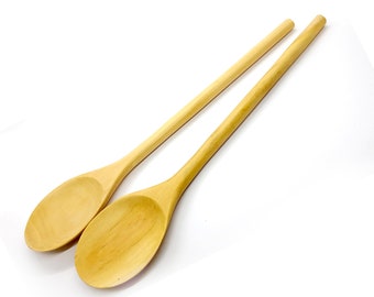 2PCS Wooden Spoon Long Handle for Kitchen Cooking Made Using Asian Natural Halmilla Wood