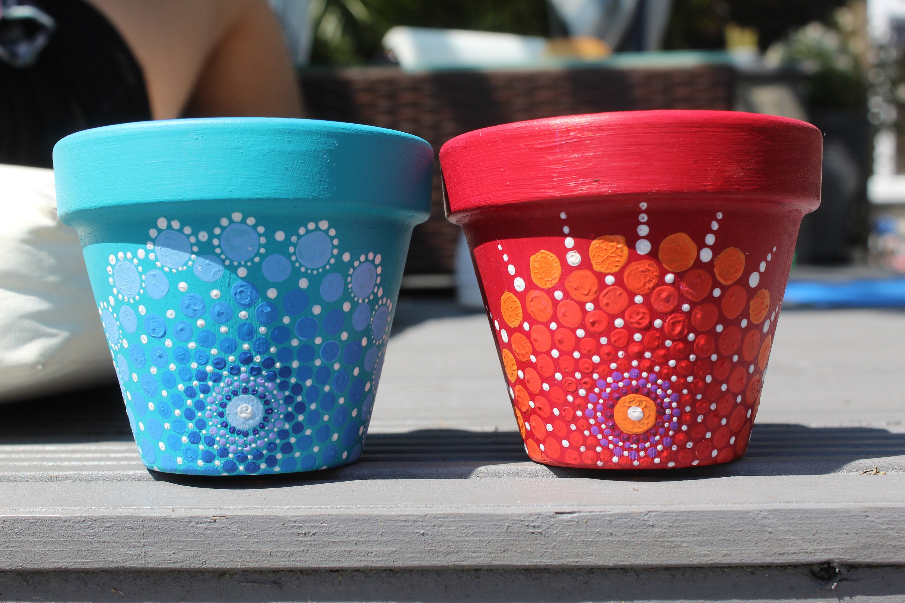 Mini and Medium Dot Mandala Hand Painted Terracotta Plant Pots Etsy