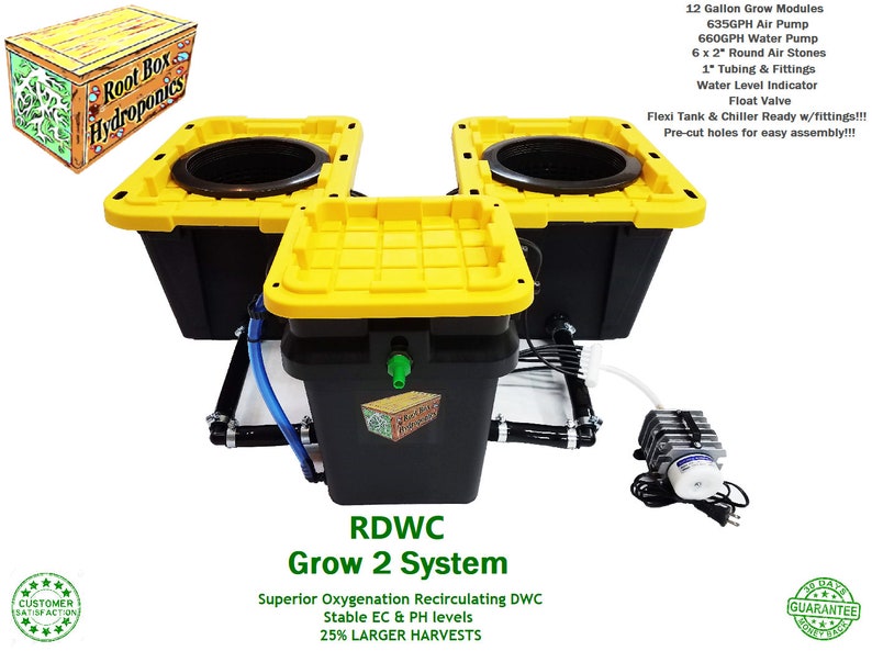 Grow 2 Recirculating Deep Water Culture System 12 Gallon Grow Modules Fits a 3x3 Grow Tent RDWC