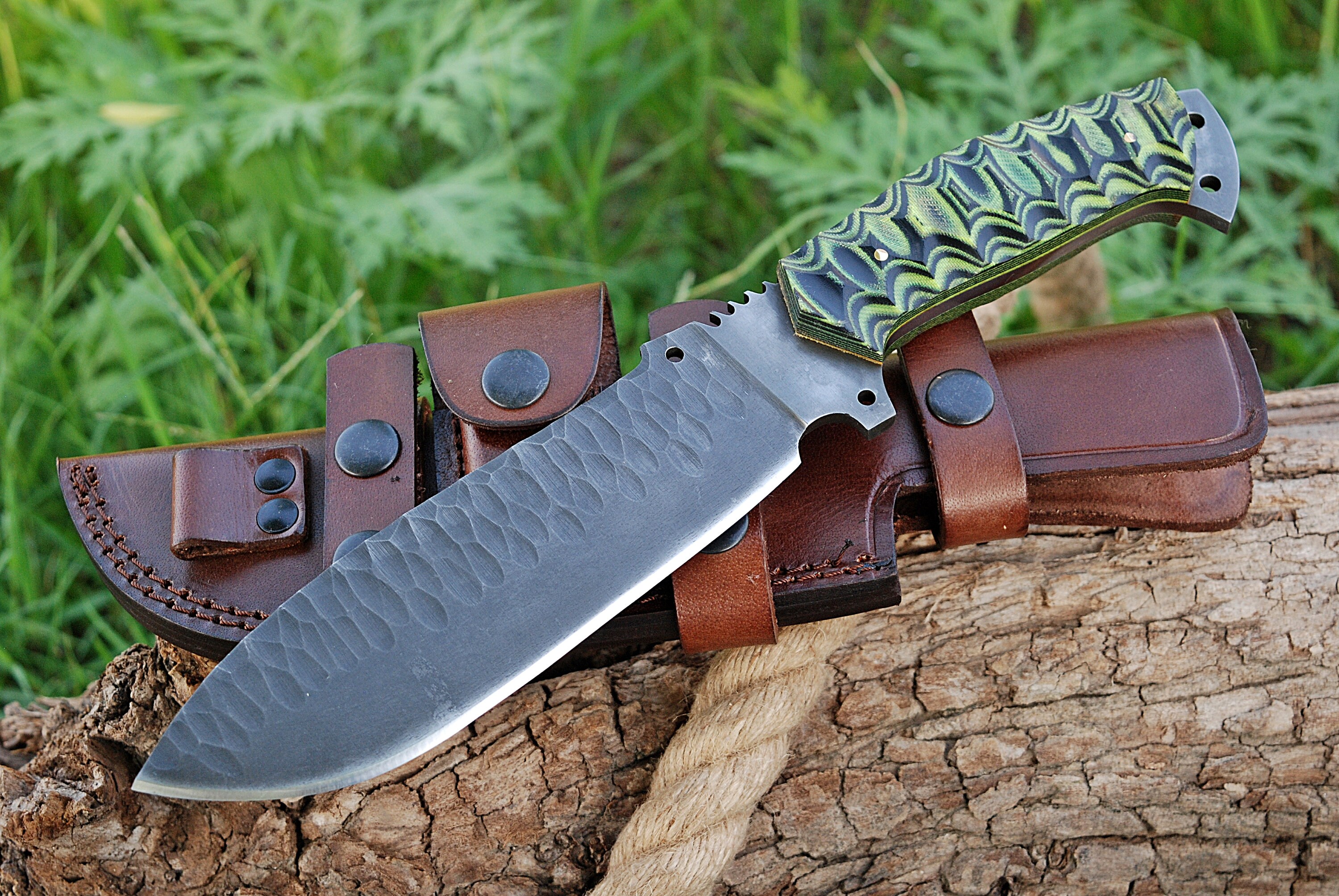Damascus Full Tang Tactical Knife Etsy
