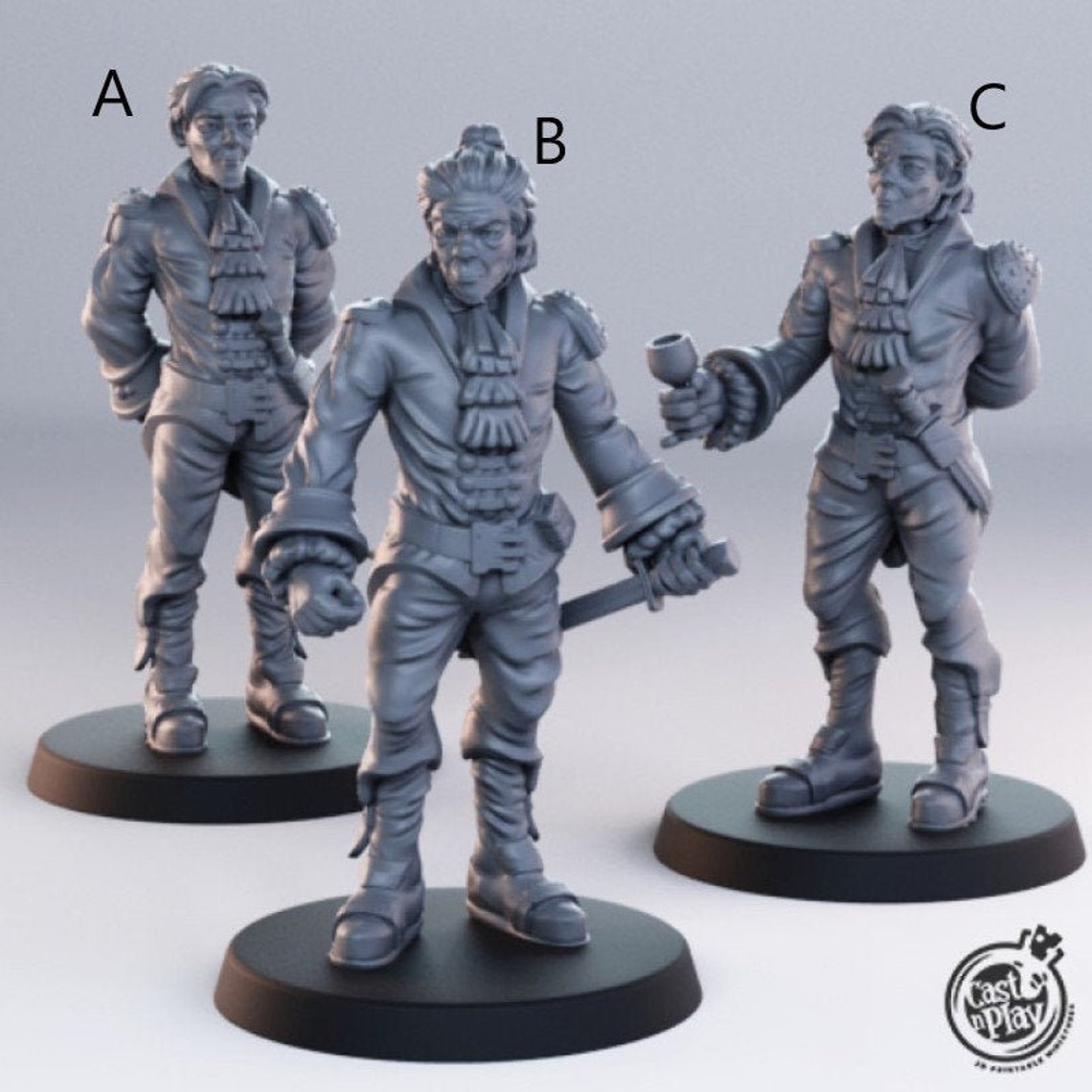 Townsfolk Clergymen Miniatures - 25mm Heroic Scale, Unpainted, Set Of 3 - View #12