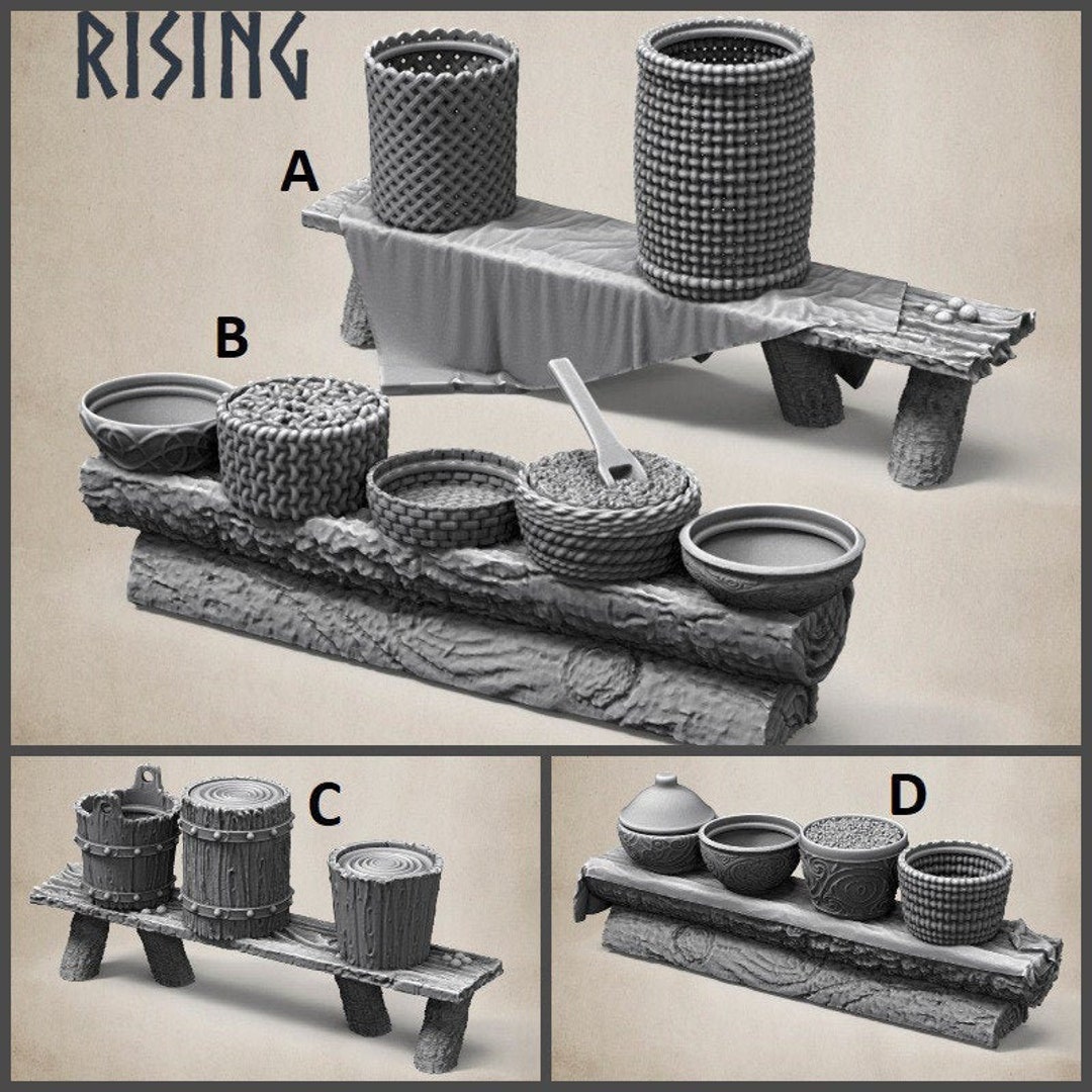 Rural Market Square Benches With Items Villagers 3D Etsy UK