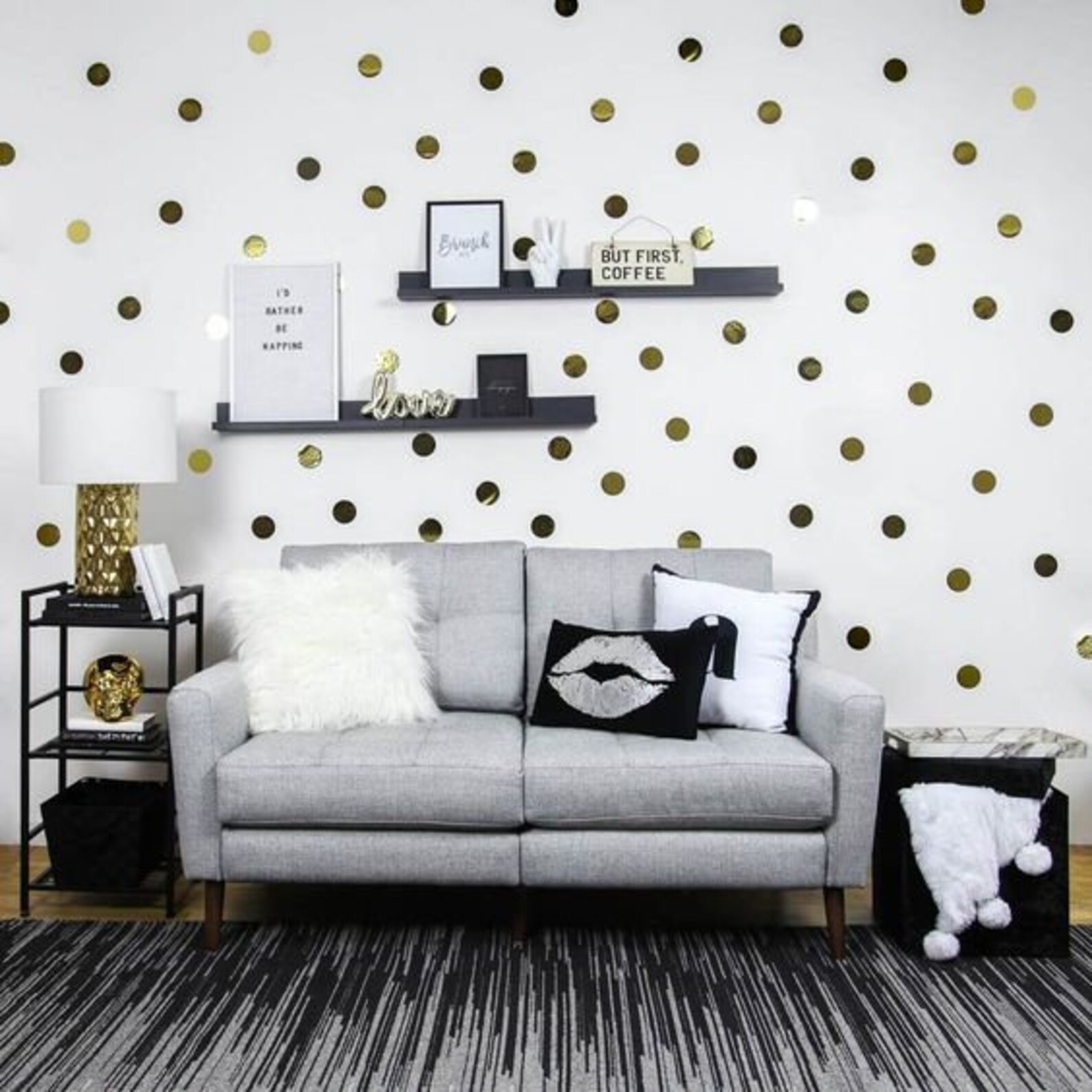 Gold Dot Wall Decals Metallic Gold Polka Dots Wall Etsy