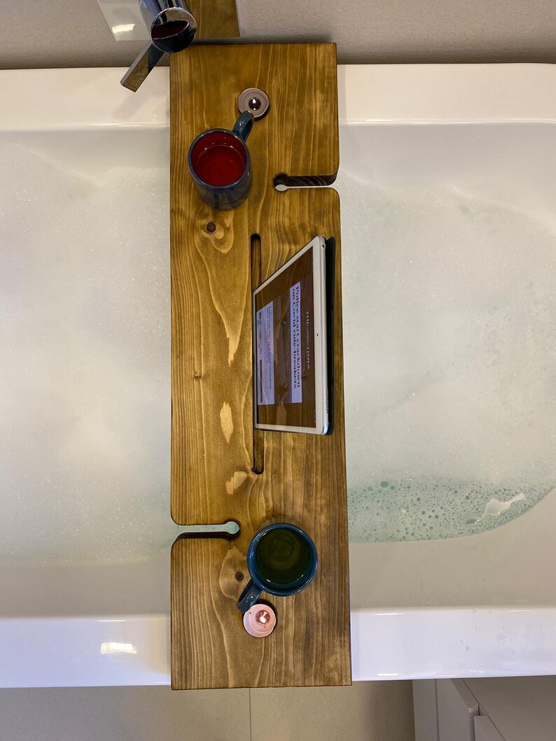 Chunky Bath Caddy Wine & Accessory Holder Over the Bathtub Etsy