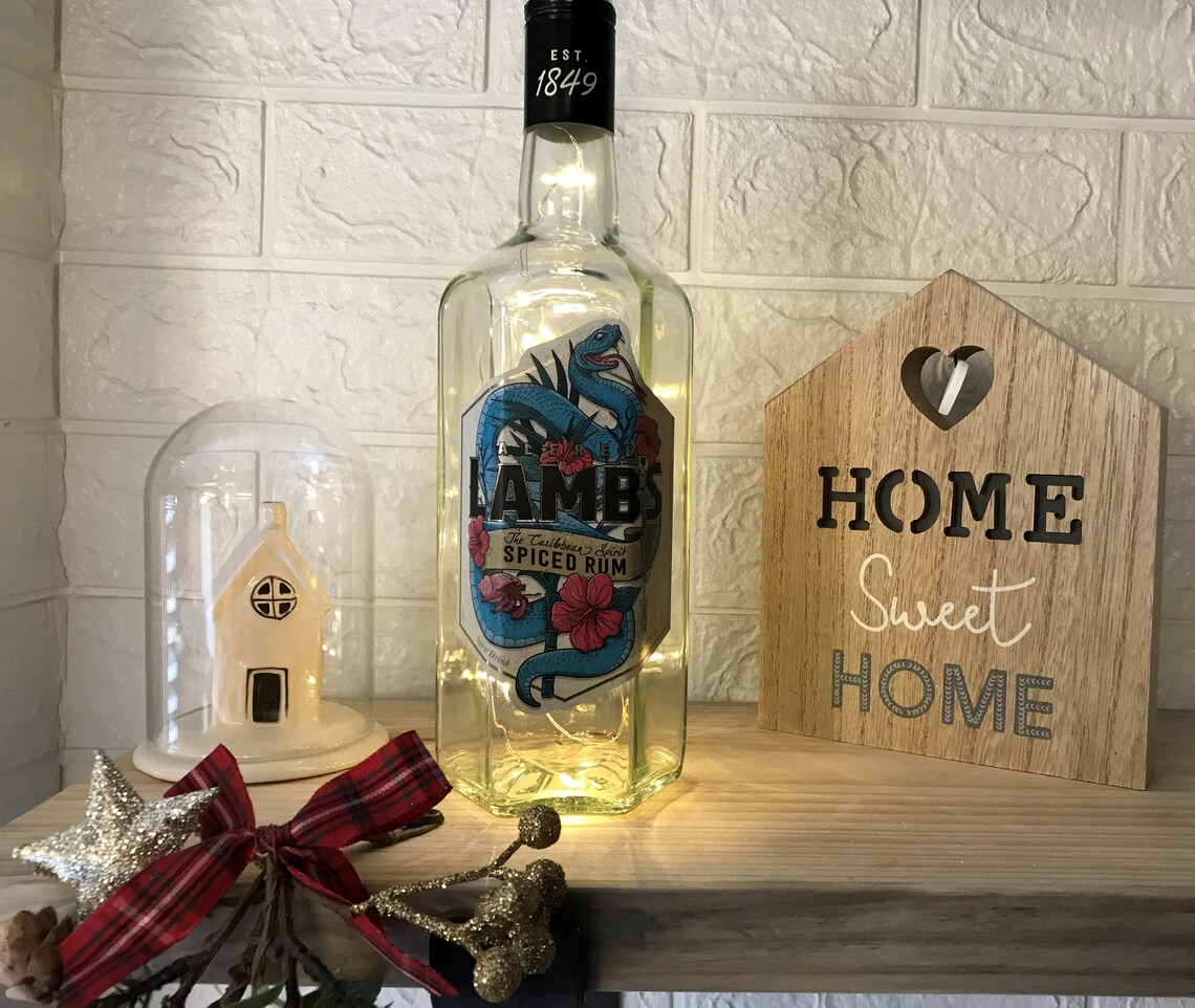 Lambs Spiced Rum Bottle Light With LED Lights, Bar Night Light, Ideal Christmas Gift, Kitchen