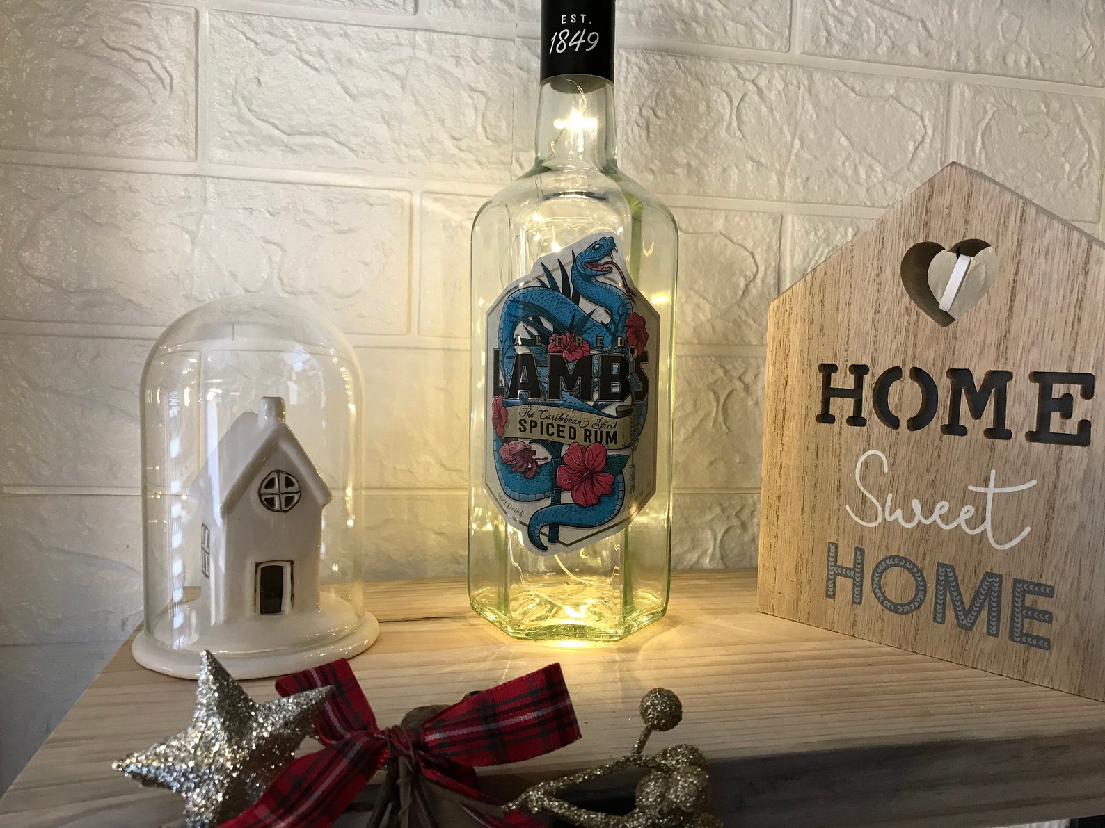 Lambs Spiced Rum Bottle Light With LED Lights, Bar Night Light, Ideal Christmas Gift, Kitchen