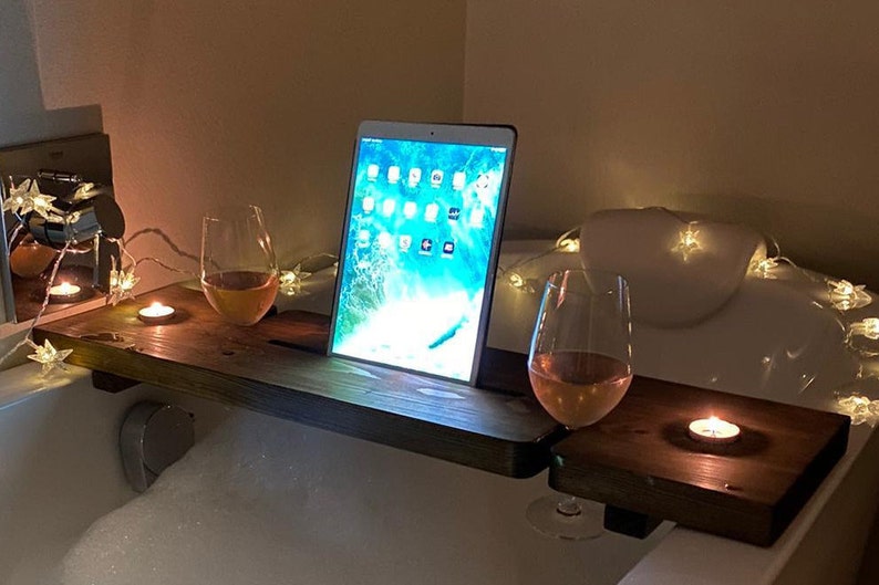 Chunky Bath Caddy Wine & Accessory Holder Over the Bathtub Etsy