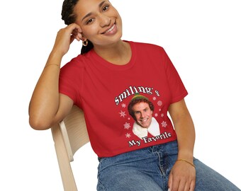 Smiling's My Favorite Christmas T-Shirt | Funny Elf Holiday Tee | Buddy the Elf Inspired Shirt | Christmas Movie Lover Gift