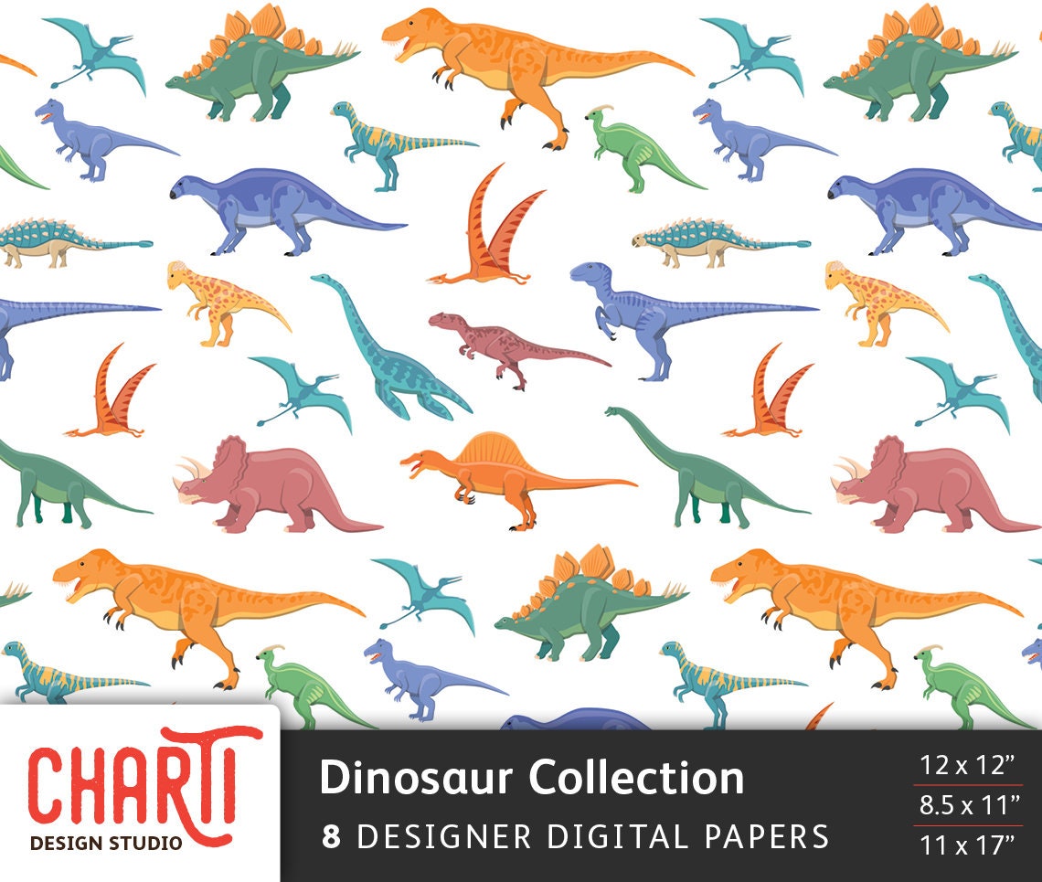 Dinosaur Collection Digital paper printables | Etsy