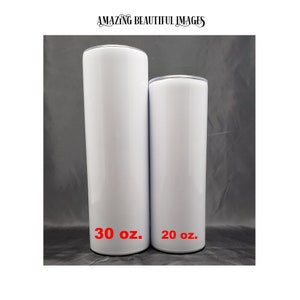 30 oz STRAIGHT White Skinny Blank Sublimation, Slider Lid, Straw, with or w/out Shrink Wrap, RTS, Sublimate Blank Tumblers, Bulk Tumblers