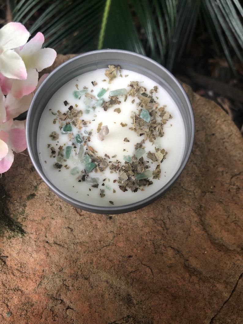 soy candle gift for her Christmas gift soy wax Gardenia Scented Candles with Green Agate holiday gift small candle stocking stuffer