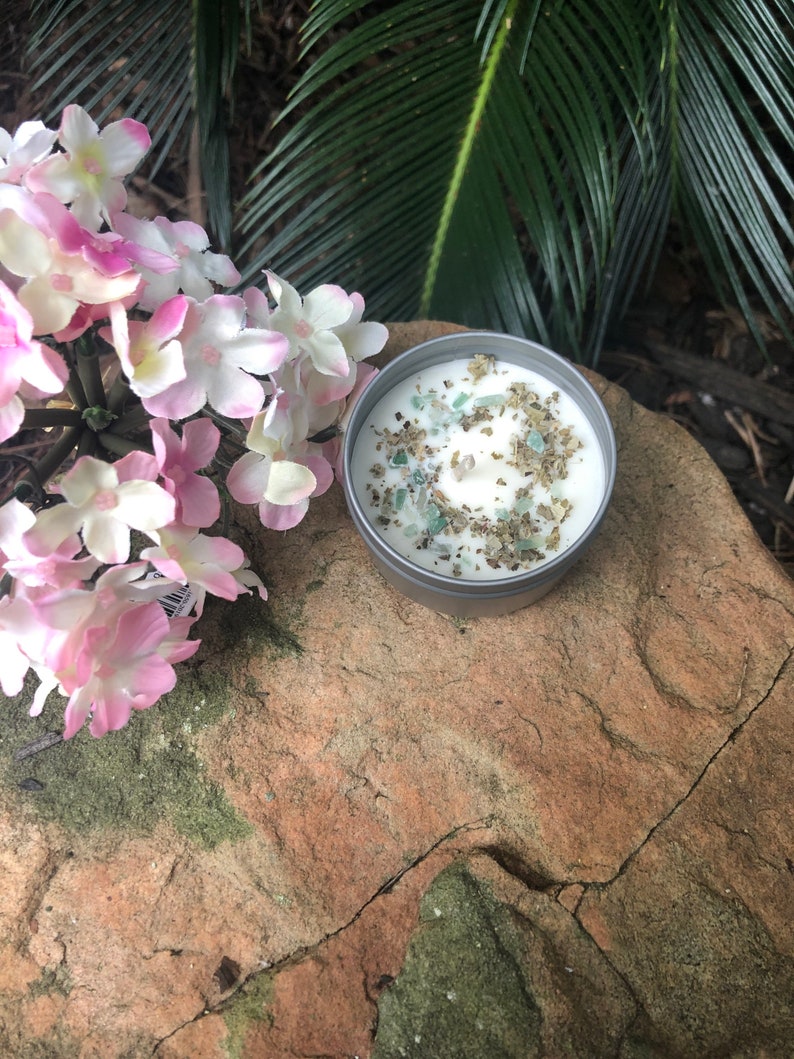 soy candle gift for her Christmas gift soy wax Gardenia Scented Candles with Green Agate holiday gift small candle stocking stuffer
