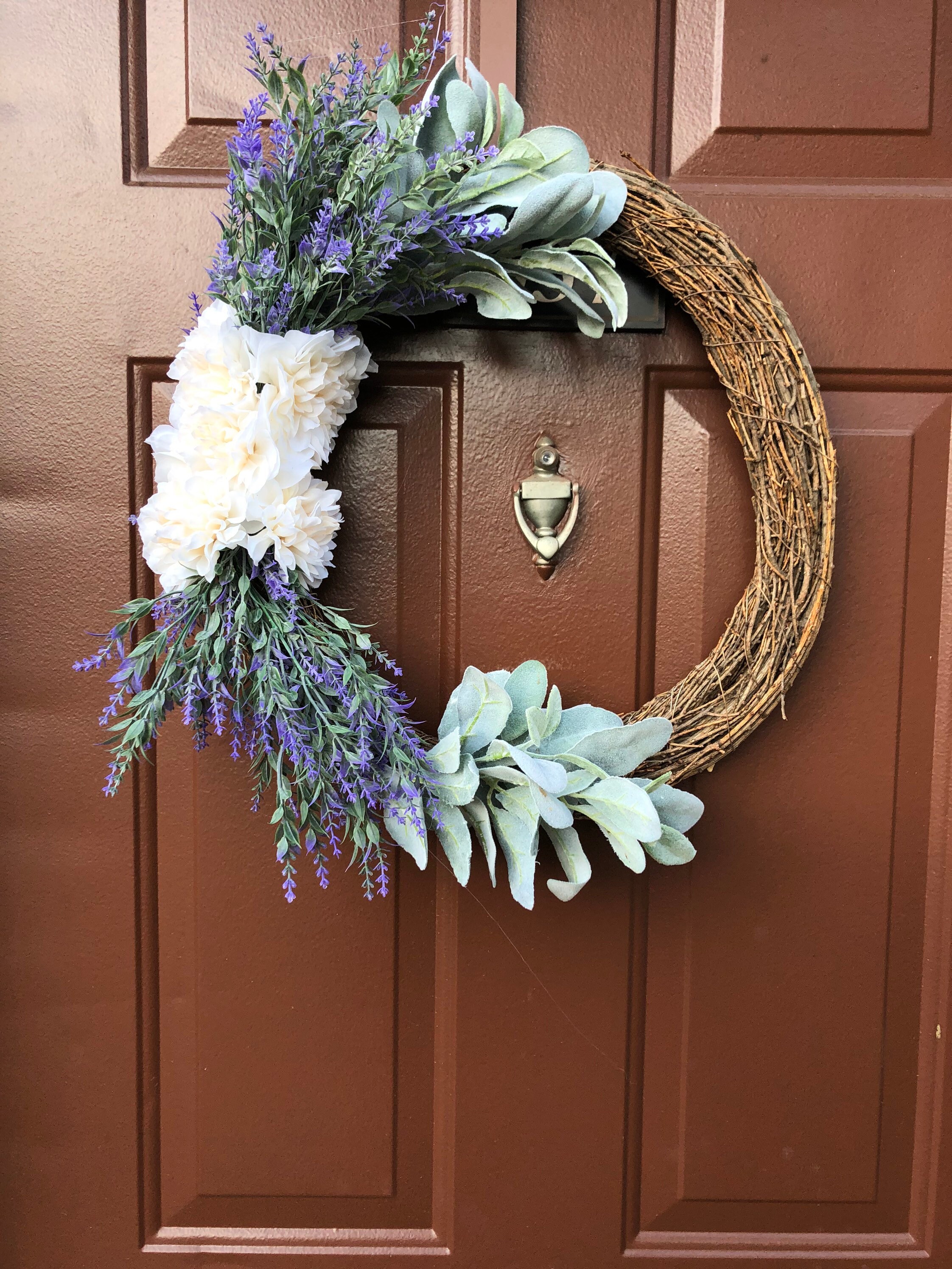 Lavender and Lambs Ear Wreath door wreath front door decor Etsy