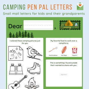 Schneckenpost für Kinder und Großeltern | Zwei Briefvorlagen zum Thema Camping für Groß und Klein | Druckbare PDF