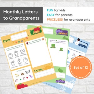 Cartas a los abuelos / Conjunto de papelería Snail Mail para niños pequeños y preescolares / Regalo de la abuela de los nietos / PDF imprimible