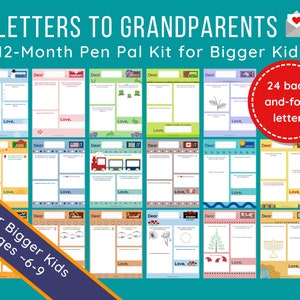 Kit de papelería Pen Pal para niños grandes y abuelos / Conjunto estacionario de escritura de cartas / Regalo de abuelo + abuela del niño / Imprimible