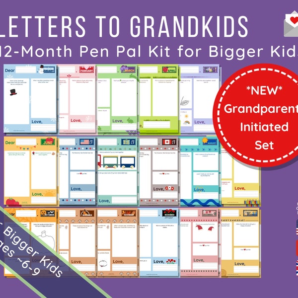 Pen Pal Letter Writing Set for Grandparents and Bigger Grandkids | Letters to Grandson or Granddaughter, Niece or Nephew | Letter Stationary