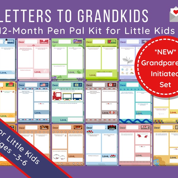 Pen Pal Letter Writing Set for Grandparents and Grandkids | Letters to Grandson or Granddaughter, Niece or Nephew | Letter Stationary