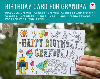 Birthday Card for Grandpa | Includes Gramps Grampa Granddad Grampy Grandfather Grandpop Nonno Opa Papa Papaw Pawpaw Pop Poppy Pops