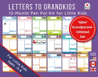 Ensemble d'écriture de lettres Pen Pal pour grands-parents et petits-enfants | Lettres à petit-fils ou petite-fille, nièce ou neveu | Lettre Stationnaire