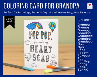 Card for Grandpa | Father's Day Card, Birthday Card | You Make My Heart Soar | Grampy, Grandad, Grandpop, Opa, Papa, Papaw, Pop, Poppy, Pops